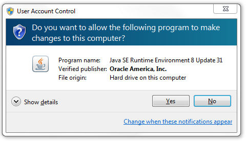 Java User Account Control Prompt