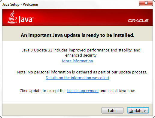 Java Update Request